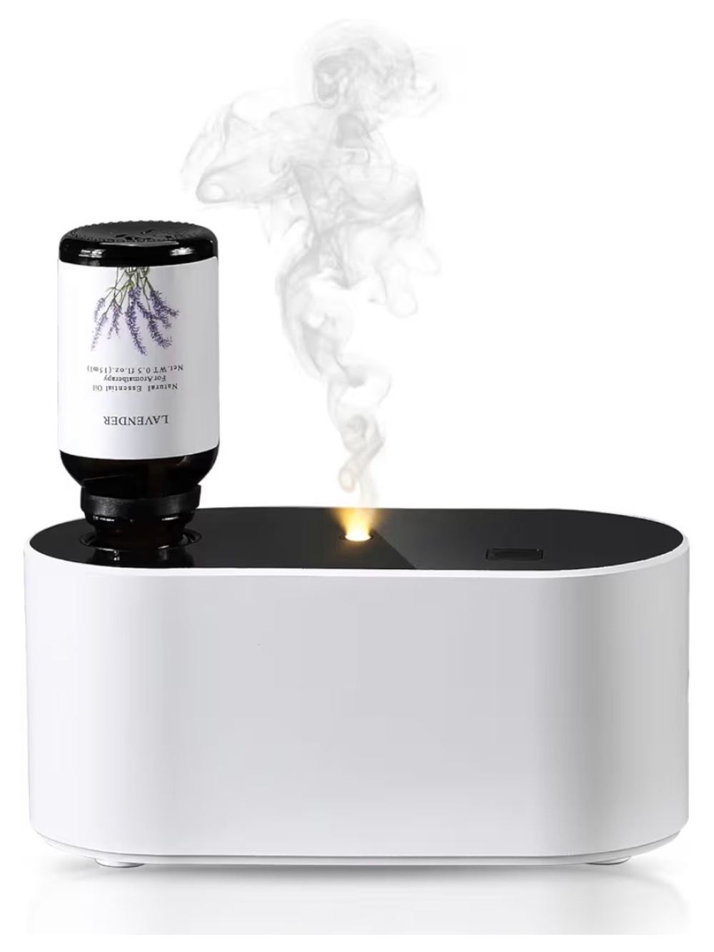 White Waterless  Aroma Diffuser with Black Top - Essential Oil Compatible New